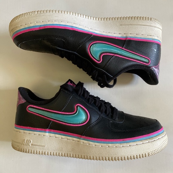 Nike AF1 black pink teal W10 M 8.5 - Picture 1 of 7